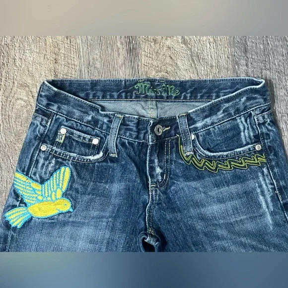 Miss Me WOODSTOCK Hippie Patch Embroidered Distressed Jeans 26 - Picture 10 of 11